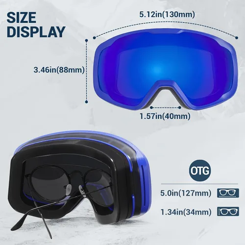 Vista 6 de KAPVOE Kids Ski Goggles Boys Girls Snowboard Glasses Snow Sports for Children Age 4-12, Anti Fog, UV Protection, K723