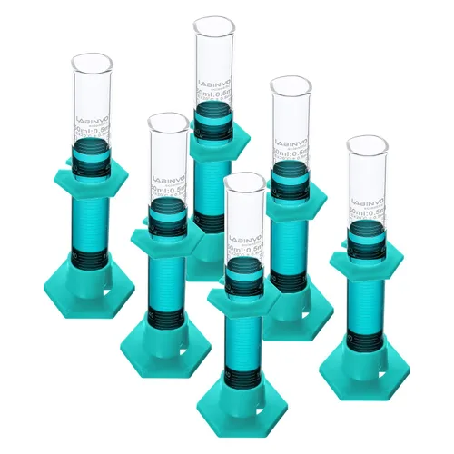 Vista 11 de Juego de cilindros graduados de 16.9 fl oz, 2 piezas de cilindro de medición de vidrio de borosilicato 3.3, base hexagonal, con boquilla, clase B