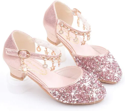 Vista 4 de LFHT - Zapatos de vestir para niñas pequeñas, con lentejuelas y brillantina, zapatos de baile de princesa Mary Jane, sandalias de baile para fiestas