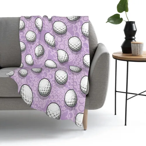Vista 5 de Manta morada con patrón divertido de pelota de golf, ropa de cama suave, cálida y acogedora, manta de franela de vellón de felpa, regalos para niños
