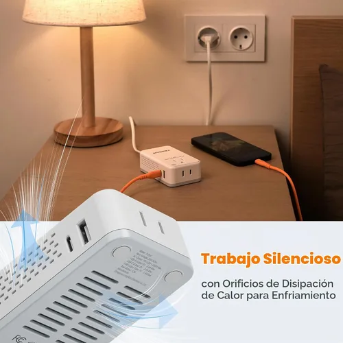 Vista 9 de TESSAN Convertidor de voltaje compacto de 220 V a 110 V de EE. UU. a Europa