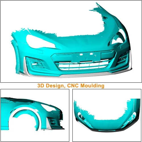 Vista 3 de Borde de parachoques delantero de fibra de carbono para Subaru BRZ Coupé de 2 puertas 2019-2021 Protector divisor de alerón de barbilla de salida