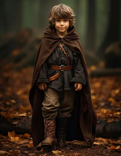Vista 3 de Disfraz renacentista para niños y niños, capa medieval con capucha, para Halloween, guardabosques, mago, elfo, bata con capucha