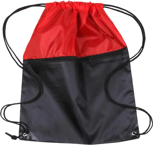 Vista 2 de ICObuty Bolsa deportiva de gimnasio para animadora, mochila con cordón, 6 unidades, poliéster 210D para presionar el calor, RojoNegro, Talla única