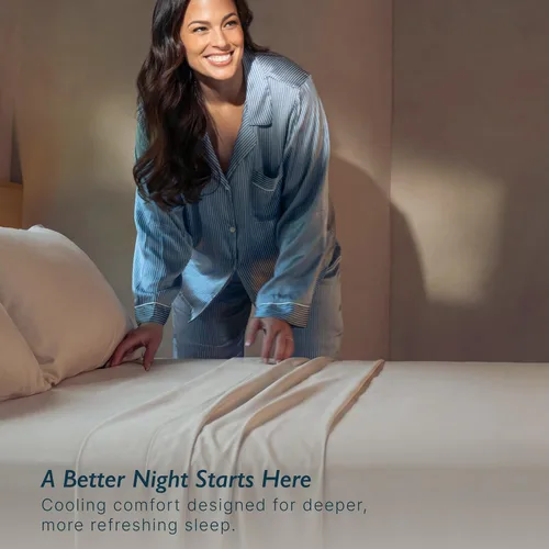 Vista 3 de Breescape Cooling Sheets Twin XL Size - BlendTek Dry & Cool Technology Cooling Bed Sheets for Hot Sleepers and Night Sweats, Q-Max>0.46 Tech Twin XL