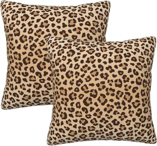 Vista 10 de Perinsto Juego de 2 fundas de almohada con estampado de leopardo, fundas de almohada decorativas con textura de piel animal, fundas de cojín suaves