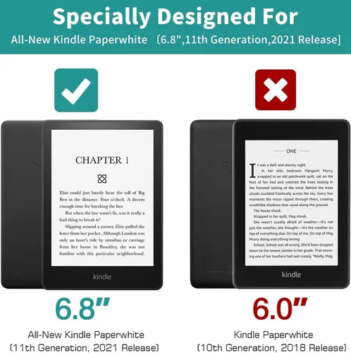 Vista 2 de Funda para Kindle Paperwhite de 6.8 pulgadas, 11ª generación 2021, piel sintética con función de encendido y apagado automático para Amazon Kindle