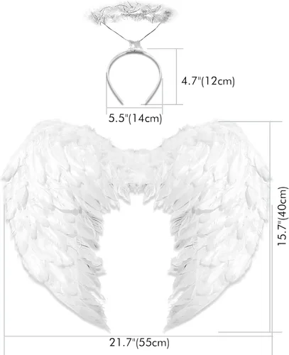 Vista 4 de Hyperzoo Angel Wing with Halo Headband for Girls Halloween Xmas Party Angel Costume for WomenGirlsToddler