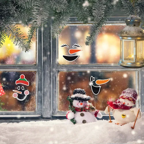 Vista 4 de 36 calcomanías de vinilo de Navidad con caras de muñeco de nieve para manualidades, calcomanías de cara de muñeco de nieve, botellas de agua
