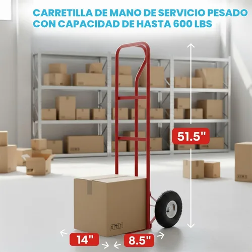Vista 6 de SIMPLI-MAGIC Carretilla de Mano Neumática de Acero, 500 LBS – Carretilla Convertible de Servicio Pesado con Ruedas de 10" – Movimiento Estable