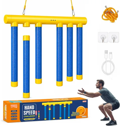 Vista 9 de Reflex Drop Sticks Challenge, herramienta de entrenamiento de reacción de palos caídos, palos de captura de velocidad ajustable para coordinación