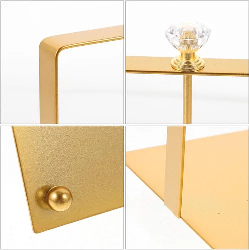Vista 9 de Metal Napkin Holder Stand, Freestanding Tissue Organizer, Gold Square Paper Napkin Holder for Dining Table, Kitchen, Restaurant Use