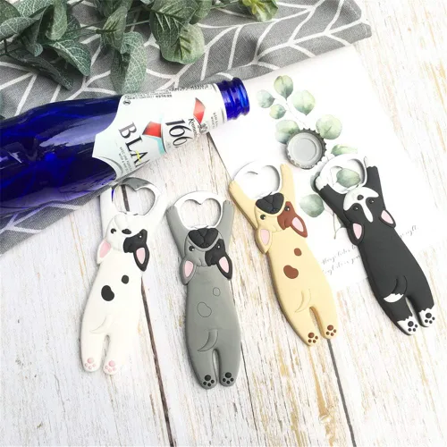 Vista 7 de Abrebotellas con forma de perro Husky animal, Abridores de botellas de cerveza con imán de refrigerador, abrebotellas de regalo de suministros
