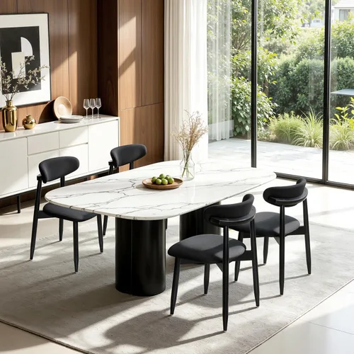 Vista 34 de CHUN YI Juego de 2 sillas de comedor tapizadas de madera maciza, sillas auxiliares de cocina de tela moderna de mediados de siglo con respaldo Beige