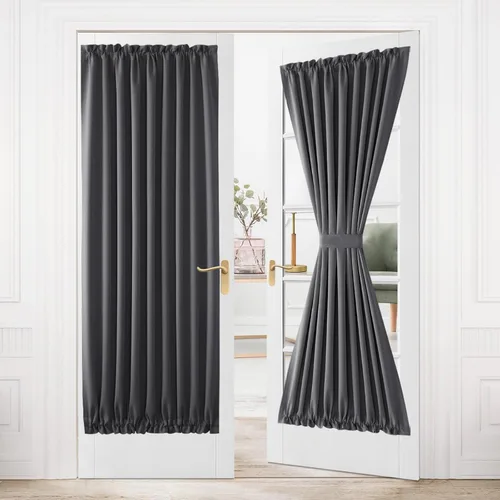 Vista 187 de DWCN Cortinas para Puertas Francesas – Cortinas opacas térmicas con bolsillo para barra para puertas con ventana de cristal, puertas de cocina