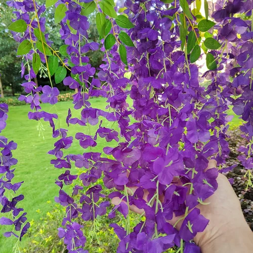 Vista 3 de AITISOR Paquete de 24 guirnaldas artificiales de vid de glicina falsa (3.75 pies), guirnalda colgante de flores de seda para decoración del hogar