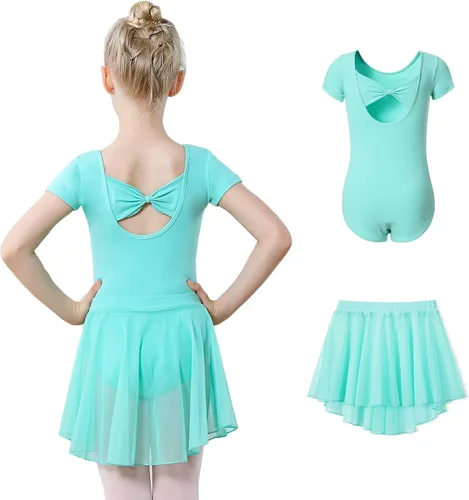 Vista 7 de DIPUG Girls Ballet Leotards with Removable Skirt Toddler Dance Dress Combo Negro