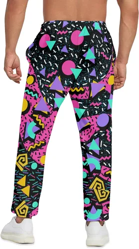 Vista 2 de Pantalones deportivos para hombre, disfraces de entrenamiento de los años 80, divertidos pantalones deportivos con bolsillos, pantalones deportivos