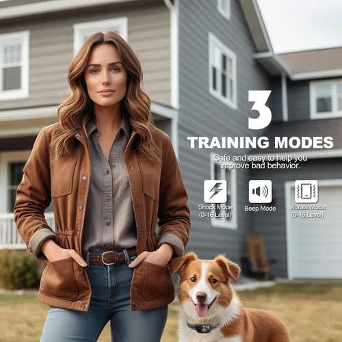 Vista 2 de Collar de choque para perro, collar de entrenamiento para perros con control remoto para perros pequeños, medianos y grandes, collar electrónico