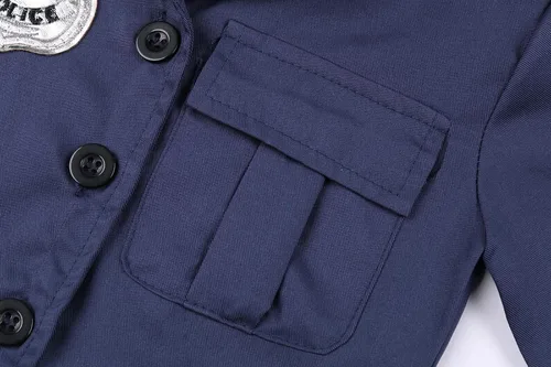 Vista 4 de Koatobbor Disfraz de policía para niñas, disfraz de policía para Halloween, cosplay con collar con insignia