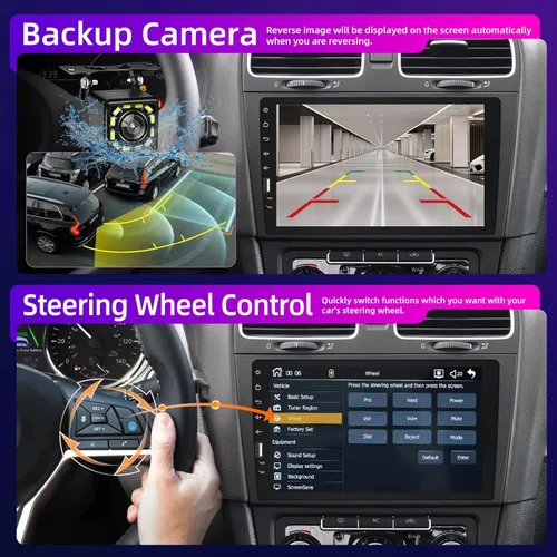 Vista 5 de Estéreo de coche de 9 pulgadas con pantalla táctil de un solo DIN compatible con Apple Carplay y Android Auto, radio de coche Bluetooth con cámara