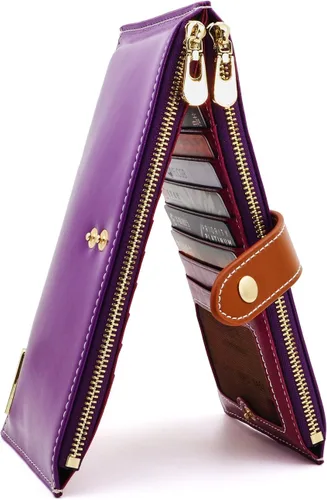 Vista 13 de ANDOILT - Cartera de cuero genuino para mujer con bloqueo RFID para tarjeta de crédito con cremallera