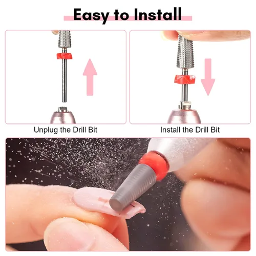 Vista 7 de Makartt Brocas para Uñas 5 en 1, Vástago de 3/32", Brocas Cónicas de Carburo de Tungsteno para Uñas para Eliminación Rápida de Uñas Acrílicas, Geles