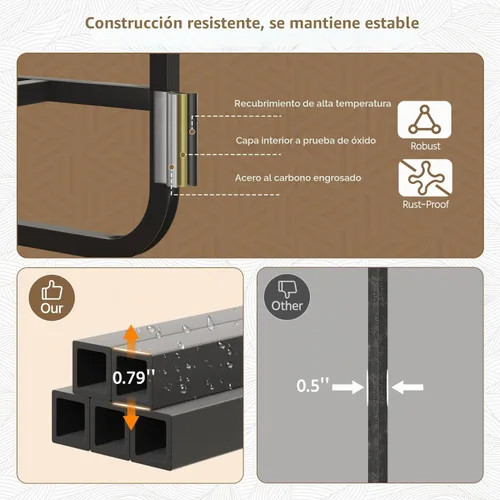Vista 3 de LASZOLA - Estante alto para plantas para esquina interior, 3 niveles de metal, color negro 2-Negro clásico