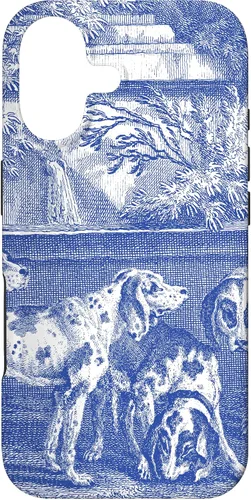 Vista 32 de Vintage Blue French Toile Hound Dogs Case for iPhone 16