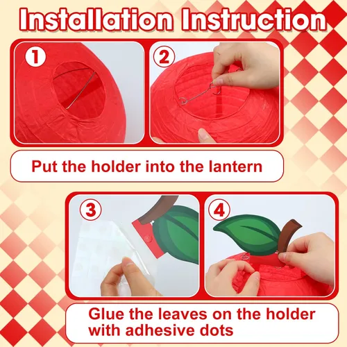 Vista 5 de Retisee 12 linternas de papel de manzana de 10 pulgadas para decoración