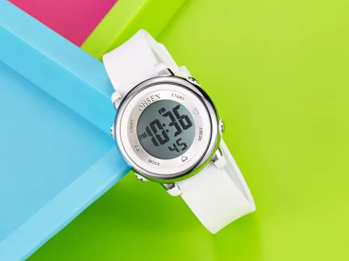 Vista 5 de Relojes digitales para mujer, pantalla LED, correa de silicona, reloj militar, multifunción, impermeable, alarma, cronómetro, retroiluminación LED
