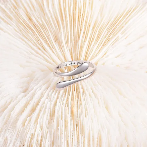Vista 6 de Fookduoduo - Anillo de plata esterlina 925, joyas ajustables, anillos abiertos para mujeres y niñas