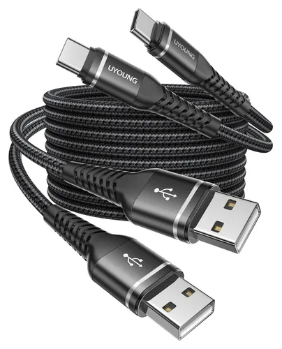 Vista 12 de Cable USB C a USB C de 240 W de carga rápida de 6 pies, cable USBC a C Negro