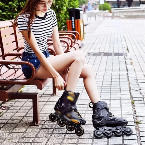 Vista 8 de Patines en línea para adultos para hombres y mujeres, tamaño ajustable, patines en línea cómodas, patines para interiores y exteriores