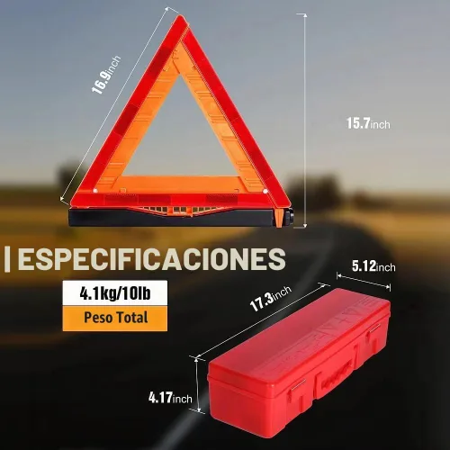 Vista 7 de Kit de triángulo reflectante de advertencia de seguridad vial, señal triangular de emergencia para carretera, aprobado por DOT, para camión, luces