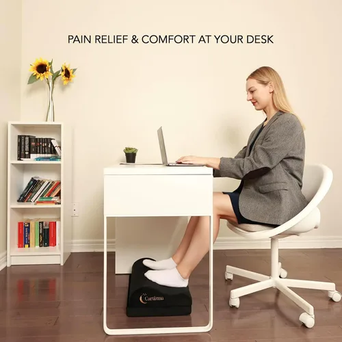 Vista 8 de Reposapiés para debajo del escritorio en el trabajo, reposapiés ergonómico para aliviar el dolor con fundas lavables, reposapiés antideslizante