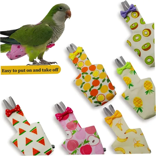 Vista 6 de 6 pañales lavables para pájaros, con forro impermeable y correas ajustables, pañales suaves reutilizables para periquitos, periquitos, mini