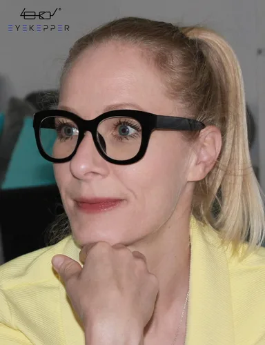Vista 2 de Eyekepper Lentes de lectura progresivos de gran tamaño para mujer, protección UV, multienfoque, lentes de lectura trifocales Noline - Marco negro