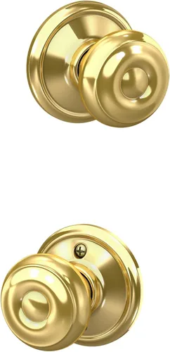 Vista 104 de SCHLAGE F10 GEO 716 Pomo de Puerta Georgiano, Cerradura de Paso para Pasillo y Armario, Bronce Envejecido (Paquete de 4)