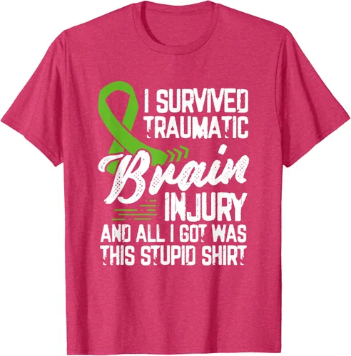 Vista 24 de Camiseta traumática con cinta verde para concienciación de lesiones cerebrales traumáticas I survived TBI, Negro, S