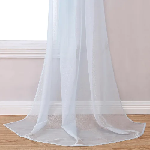 Vista 4 de Bufanda transparente para ventana de 144 pulgadas de largo, color azul bebé, perfecta como bufandas de cenefa, así como toldo de cama o decoración