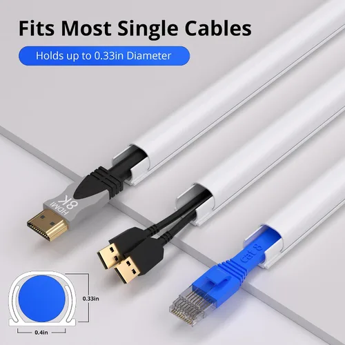 Vista 2 de ZhiYo Ocultador de cable de 85 pulgadas para un cable, cubiertas de cable autoadhesivas para cables en la pared, cubiertas de cable de TV pintables