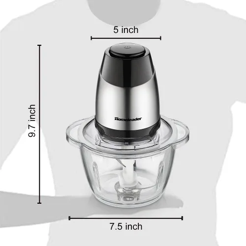 Vista 16 de Picadora eléctrica de alimentos, procesador de alimentos de 5 tazas de Homeleader, molinillo de cuenco de vidrio de 1.2L para carne, verduras