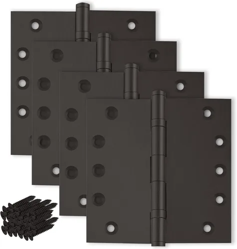 Vista 13 de Bisagra de puerta de latón macizo, rodamiento de bolas resistente, 5 x 5 pulgadas, juego de 2 bisagras (latón antiguo)
