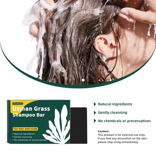 Vista 5 de Barra de champú natural Usman Grass, cubre el cabello gris, barra Usma para engrosar y oscurecer el cabello, la solución definitiva