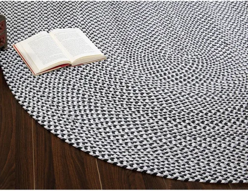 Vista 13 de Super Area Rugs - Alfombra trenzada de algodón de tres colores para granja, estilo búfalo a cuadros, negro, blanco, gris, 2 x 3 pies, rectangular