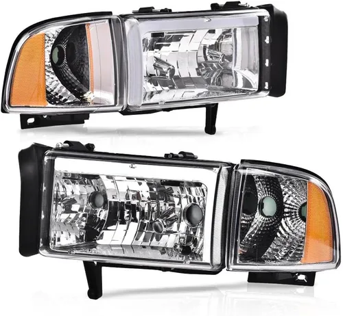 Vista 11 de PIT66 Conjunto de faros LED para Dodge Ram 1500 2500 3500 1994-2002 Reflector ámbar con carcasa negra