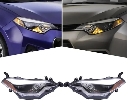Vista 3 de Faros delanteros halógenos para Toyota Corolla 2014-2016 LED DRL tubo proyector w/bombilla (lado del conductor + pasajero)