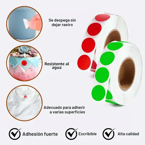 Vista 3 de 2000 Pcs Round Stickers 1/2 Inch Color Circle Red Green Dot Stickers Small Code Labels for Office Shop Yard Sale Home Classroom Marking Rojo+Verde