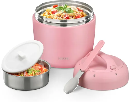 Vista 11 de Termo de sopa para comida caliente, contenedor de almuerzo aislado de acero inoxidable de 32 onzas, termo de boca ancha para sopa y alimentos, Negro